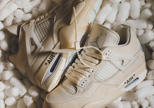 Off-White Air Jordan 4 Sail aesthetic close-up