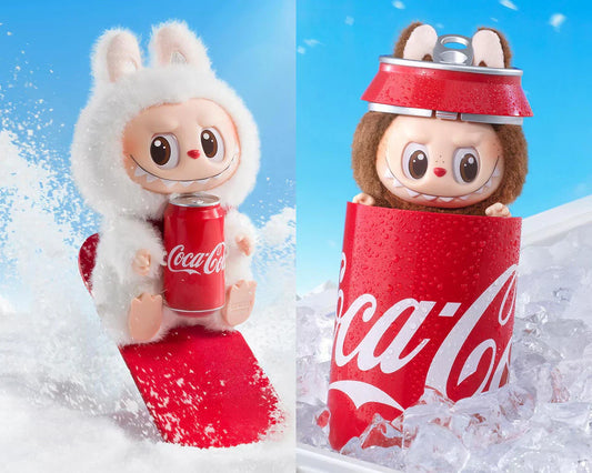 Labubu Coca-Cola limited edition figure – red Coca-Cola outfit, soft vinyl collectible toy available at Raf Sneakers
