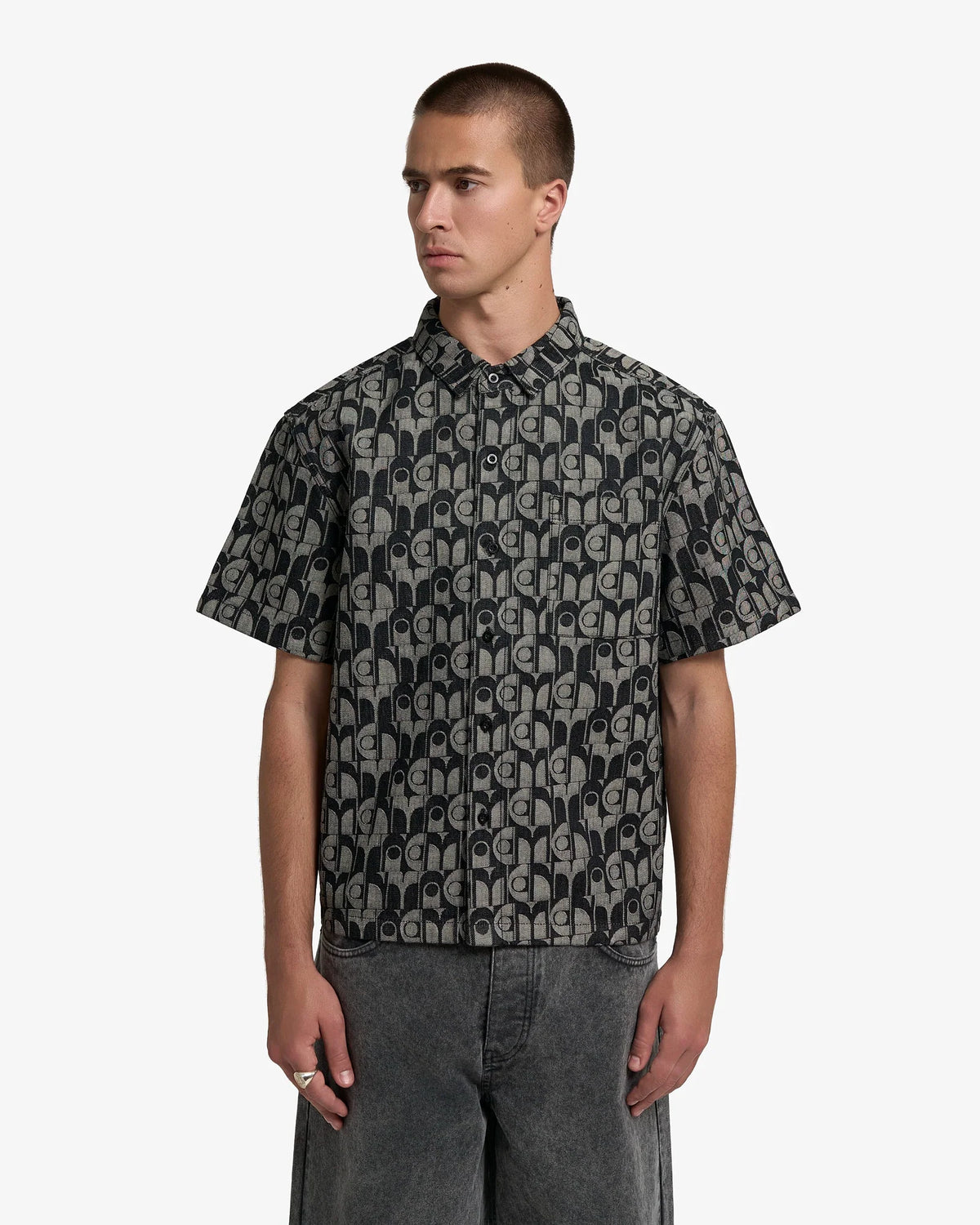 Ementa Dots Pattern Shirt Black - dettaglio tessuto