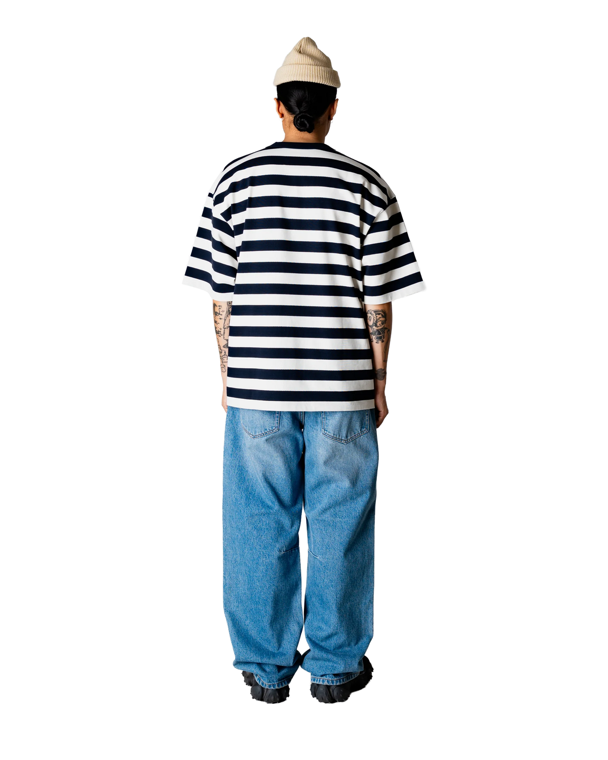 WoodBird WBBeam Stripe Tee Dark Navy Vista Frontale - Raf Sneakers Trieste