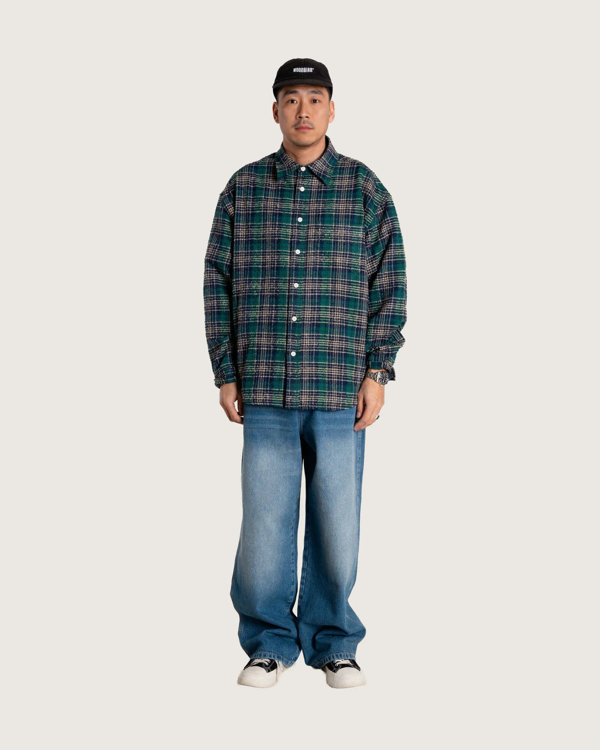 WoodBird WBJong Em Check Shirt Green Vista Retro - Raf Sneakers Trieste