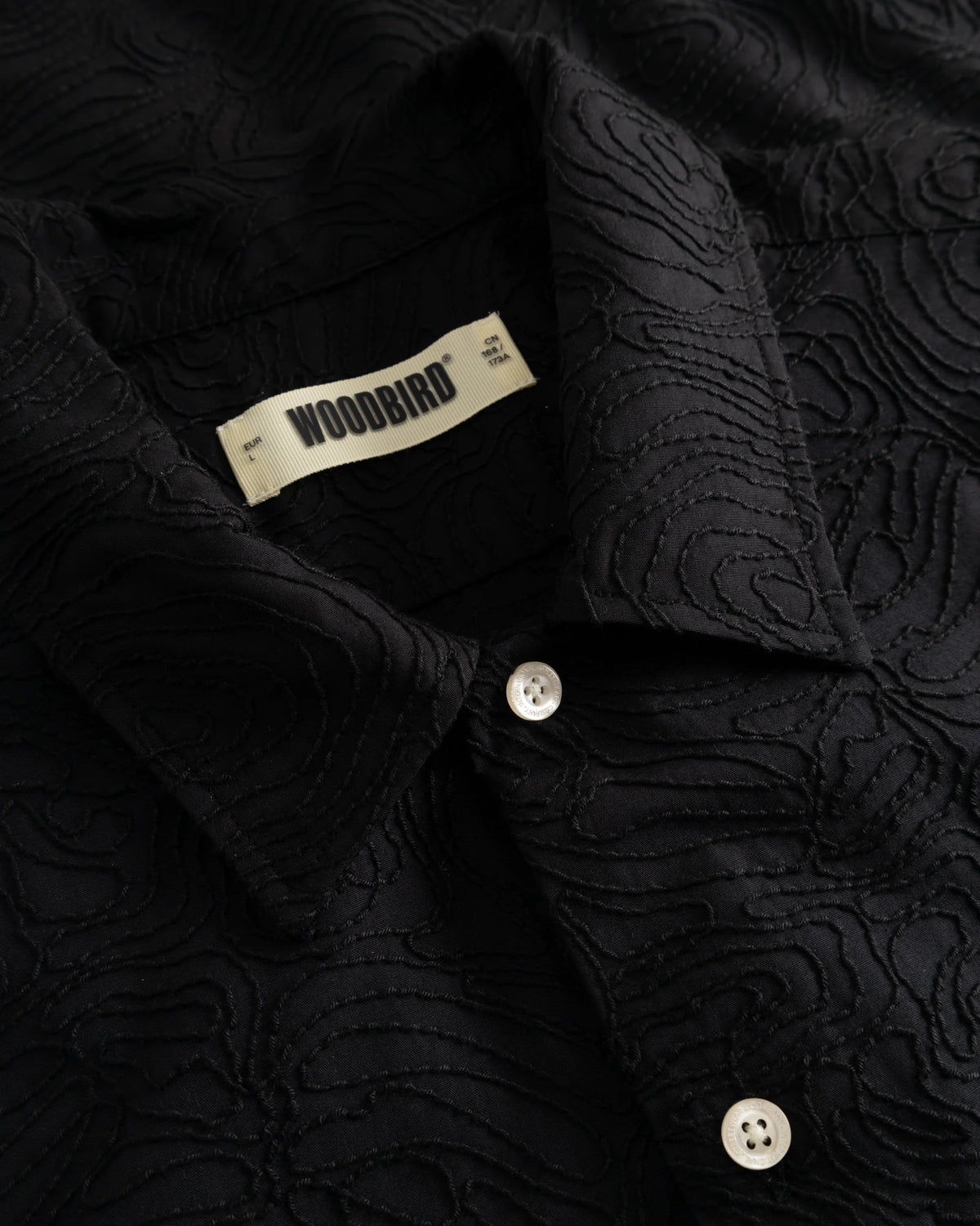 WoodBird WBWang Embroidery Shirt Black Dettaglio 1 - Raf Sneakers Trieste