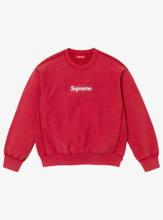 Supreme Washed Box Logo Crewneck Red SS25