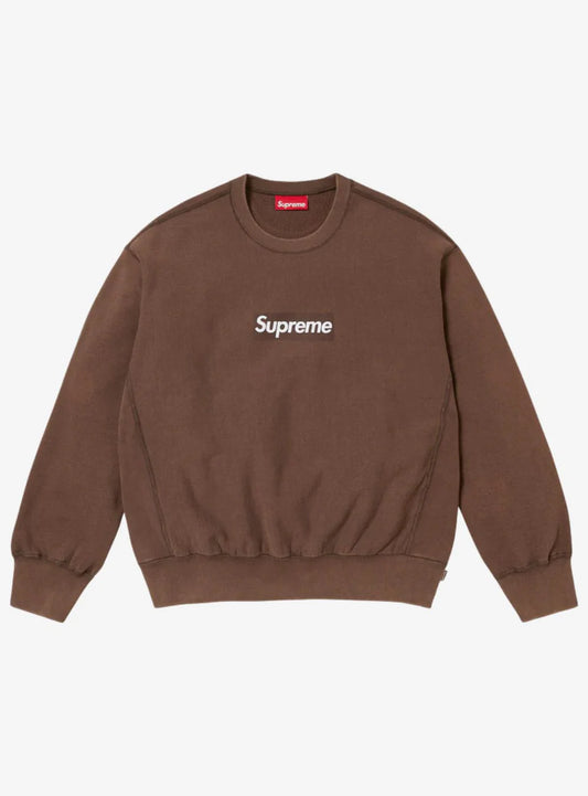 Supreme Washed Box Logo Crewneck Brown SS25