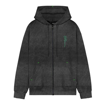 Propaganda Cannibal Zip Hoodie Black Stone Wash