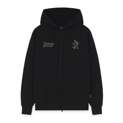 Whisper Zip Hoodie Black Vista Frontale - Raf Sneakers Trieste