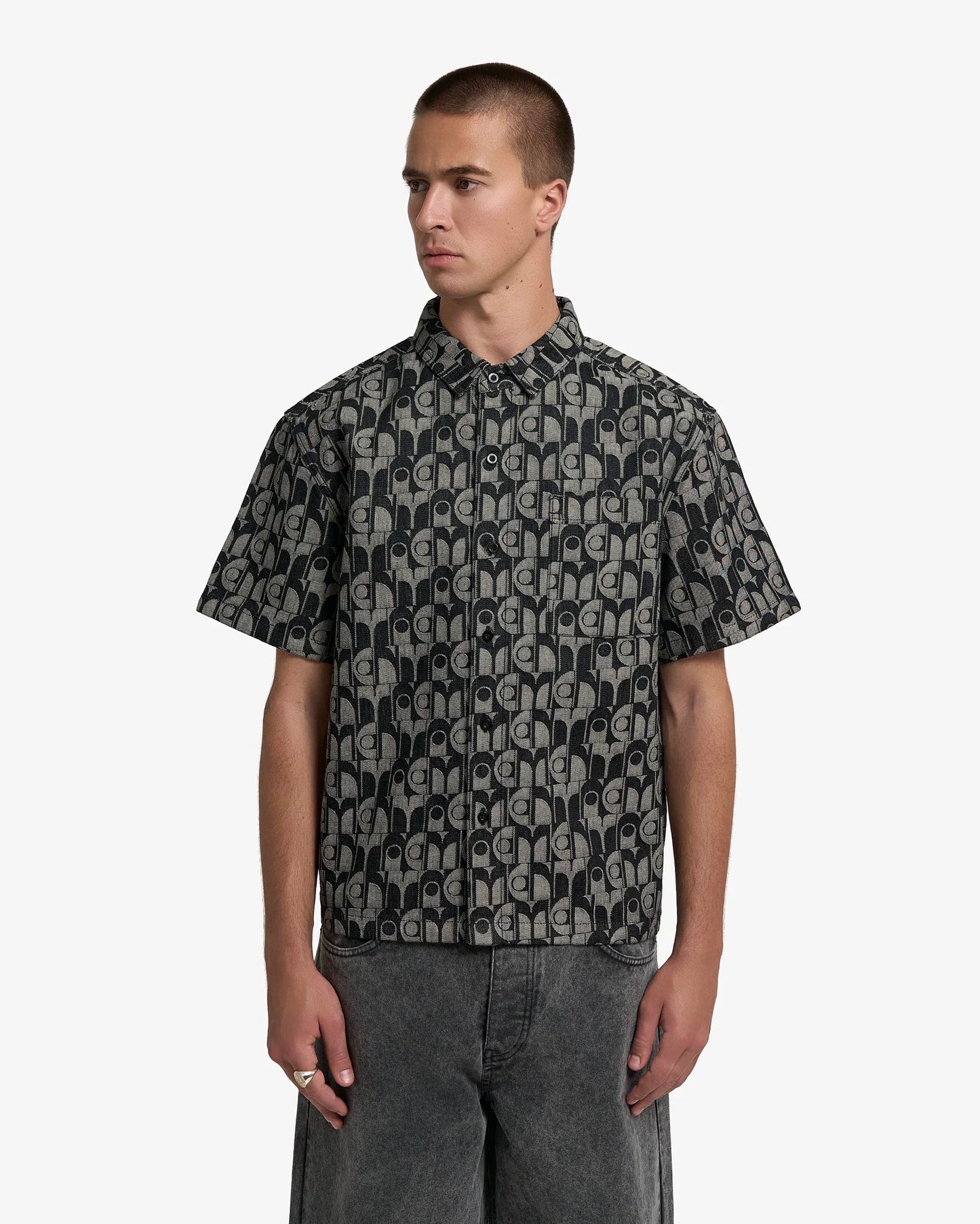 Ementa Dots Pattern Shirt Black - dettaglio tessuto