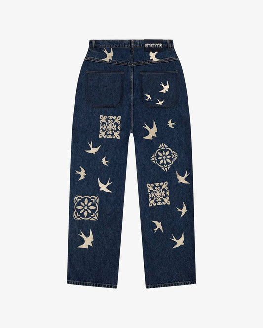 Ementa Bonga Lisa Denim Pants ricamo Lisbona - Raf Sneakers Trieste