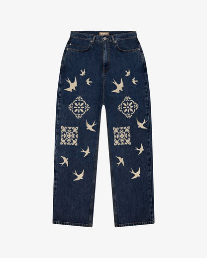 Ementa Bonga Lisa Denim Pants Blue Raw Denim - Raf Sneakers Trieste