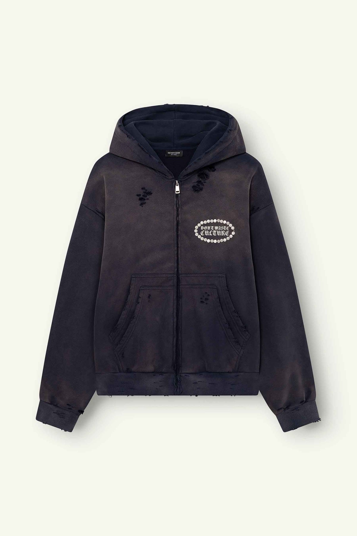 Don't Waste Culture Savy Washed Blue Zip Hoodie - Raf Sneakers Trieste