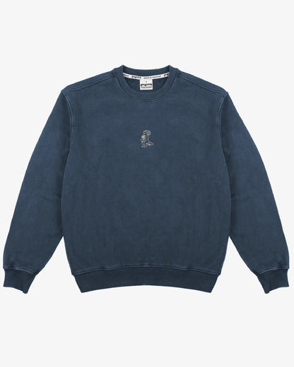 IKON Flower Crewneck Blue Washed Vista Frontale - Raf Sneakers Trieste