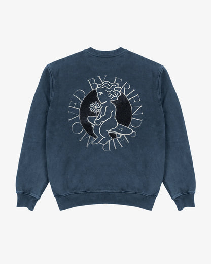 IKON Flower Crewneck Blue Washed - Felpa Streetwear | Raf Sneakers Trieste
