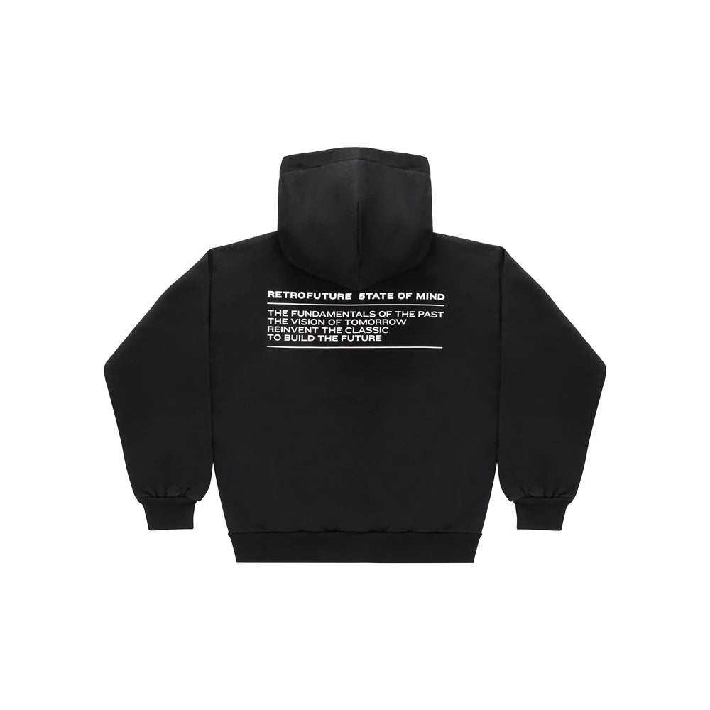 " RETROFUTURE STATEMENT " Oversize Hoodie Black