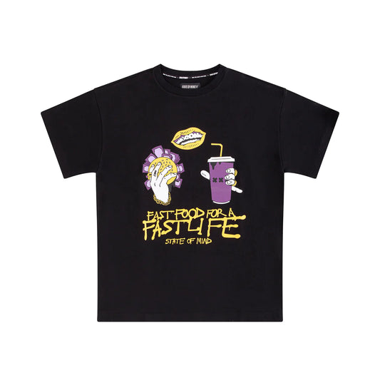 " FAST FOOD " T-Shirt Black