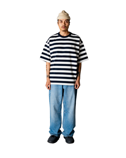 WoodBird WBBeam Stripe Tee Dark Navy Dettaglio - Raf Sneakers Trieste