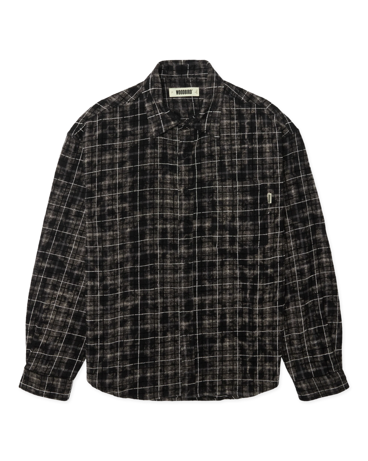 WBJong Wash Check Shirt Black-White WoodBird - Raf Sneakers Trieste