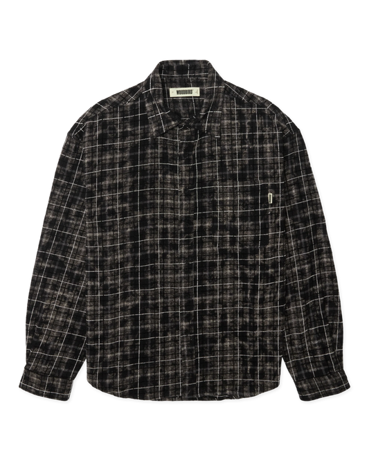 WBJong Wash Check Shirt Black-White WoodBird - Raf Sneakers Trieste