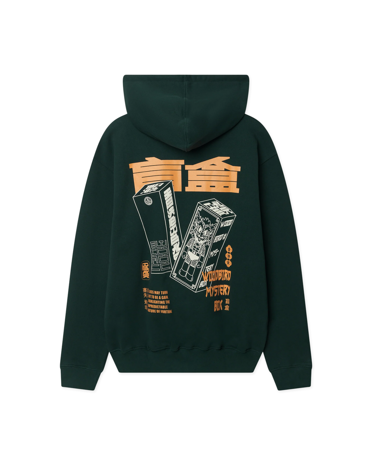 WBPacs Mystery Hoodie Pond Green WoodBird FW26, grafica sul retro - Raf Sneakers Trieste