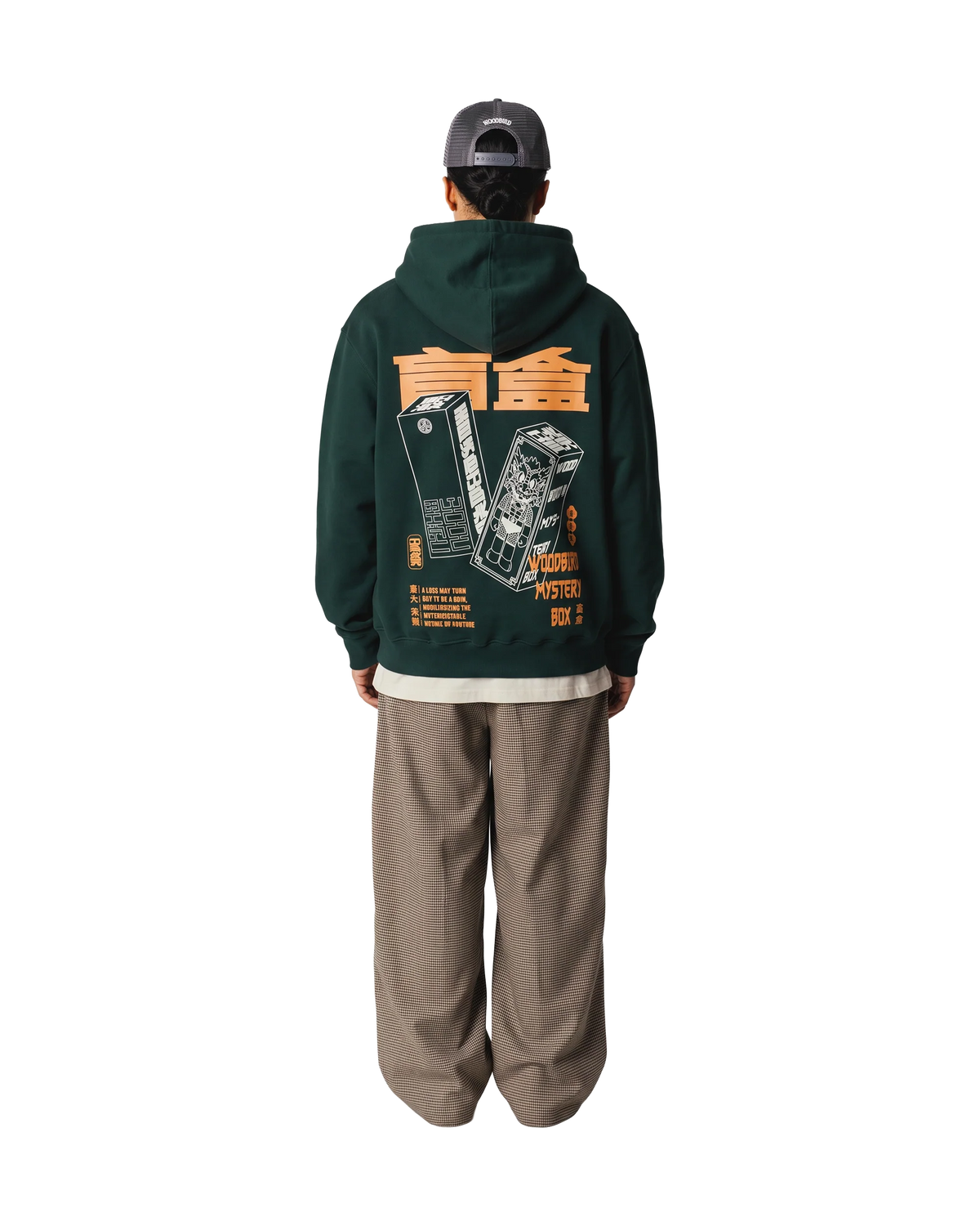 WBPacs Mystery Hoodie Pond Green indossata, vista retro - Raf Sneakers Trieste