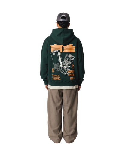 WBPacs Mystery Hoodie Pond Green indossata, vista retro - Raf Sneakers Trieste