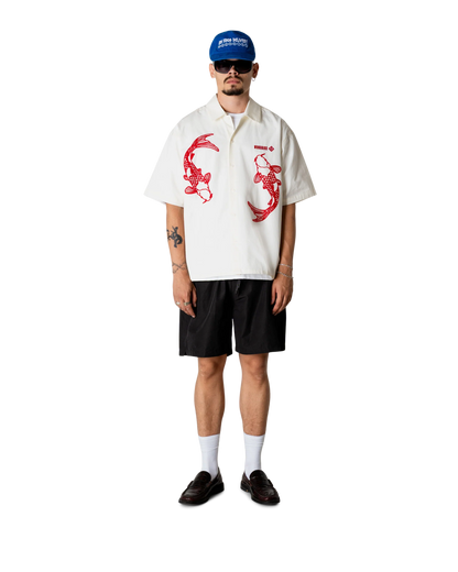 WoodBird WBWang Carp Shirt Off White Vista Frontale - Raf Sneakers Trieste