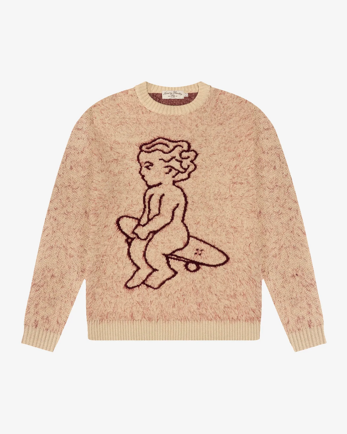 Ementa Ikon Fluffy Knit Crew Off White Burgundy - Raf Sneakers Trieste