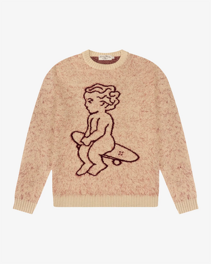 Ementa Ikon Fluffy Knit Crew Off White Burgundy - Raf Sneakers Trieste