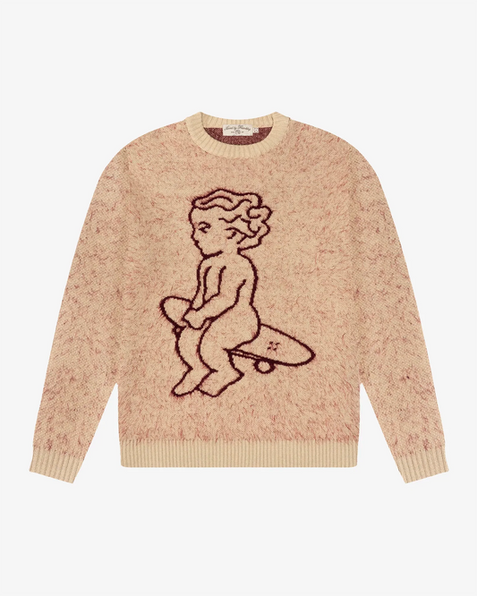 Ementa Ikon Fluffy Knit Crew Off White Burgundy - Raf Sneakers Trieste