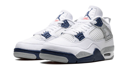 Air Jordan 4 White Midnight Navy Vista Laterale - Raf Sneakers Trieste